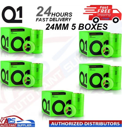 Q1 GREEN MASKING TAPE HIGH PERFORMACE - Box of 5" 24mm x 50m - FAST DELIVERY